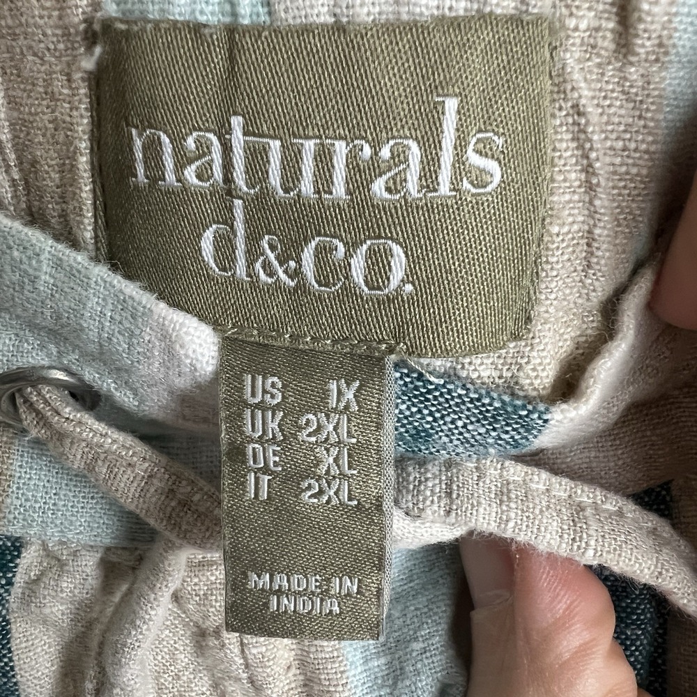 Naturals D&Co Womens Linen Blend Shorts Sz 1X Beach Resort Coastal Nautical - Picture 5 of 16